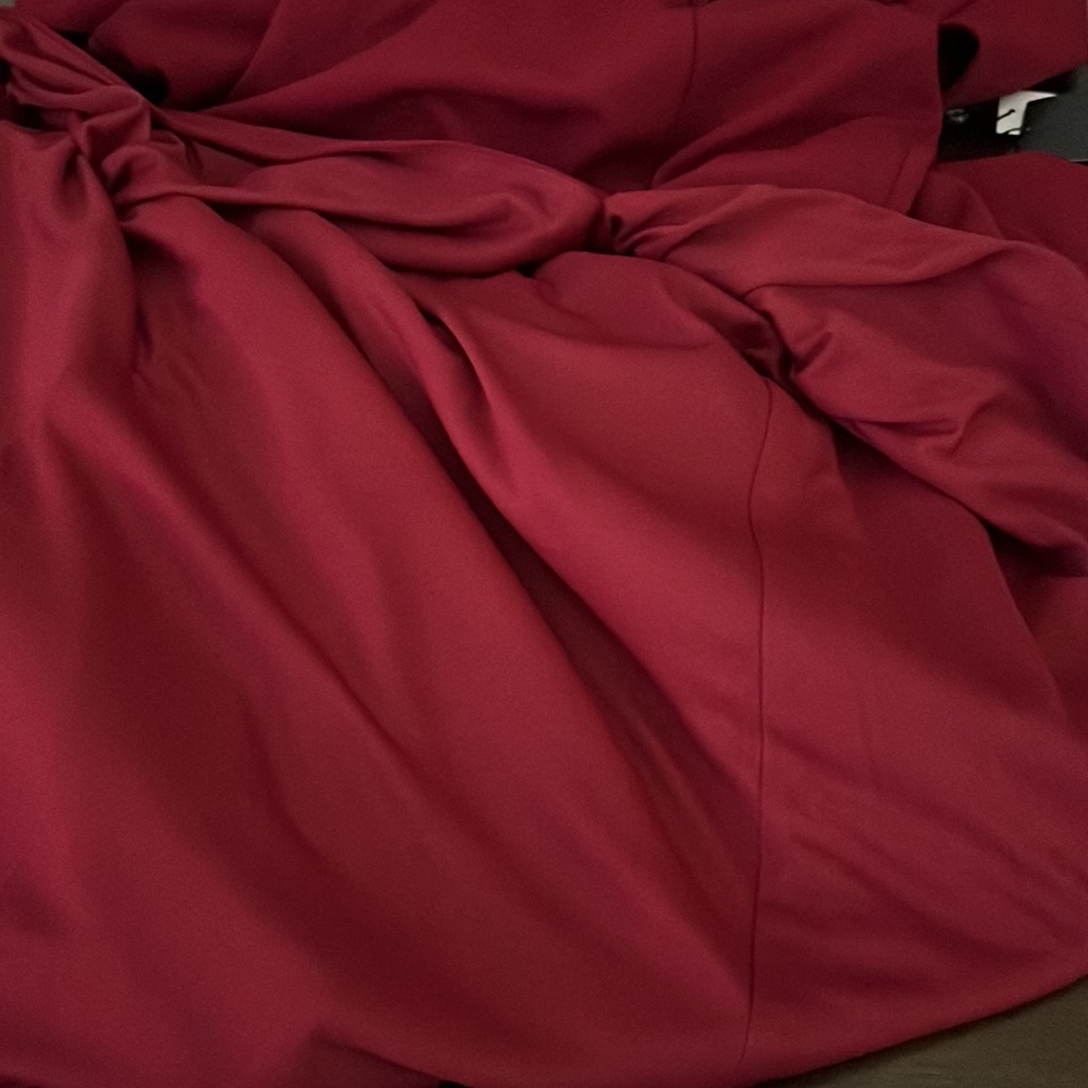 Adrianna Papell Long Sleeve Notch Lapel Surplice Crepe Tuxedo Mermaid Gown - Picture 8 of 13